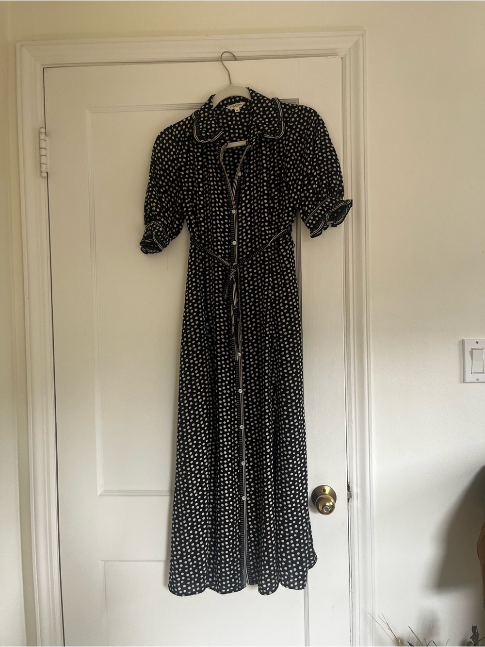 Max Studio Black Polka Dot Button-Front Maxi Dress